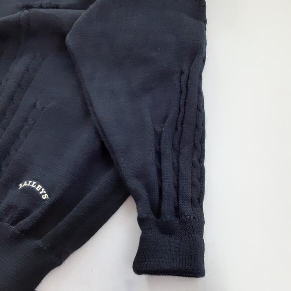 Vintage 80s 100% Irish Wool Cable Knit Sweater Navy Blue Pullover Crewneck M - Picture 5 of 11